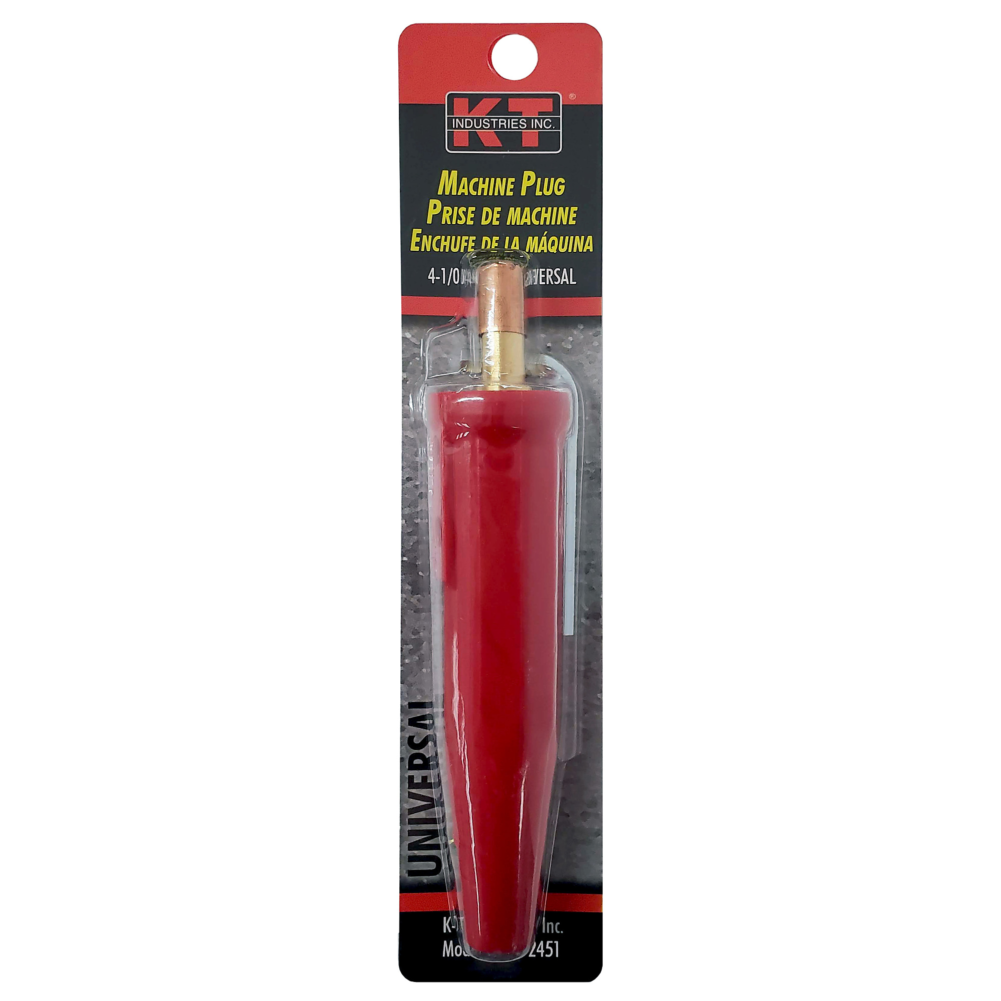 K-T Industries Universal Male Machine Plug, 4–1/0, Red, Model# 2-2451
